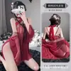 Lencería Sexy para Mujer con un Conjunto de Uniforme Hanfu Transparente Vintage para Juego de Rol y Cinturón de Tentación para el Vientre