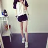 ¡En stock! Traje casual de verano con costuras y manga raglán para niña, traje deportivo, camiseta de manga corta, shorts cortos