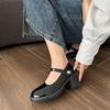 Zapatos Mary Jane con Plataforma y Tacón Grueso para Mujer 2026 Primavera Nuevos Estilo Británico Vintage Versátiles Hebilla de Perla Zapatos Pequeños de Cuero para Mujer