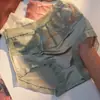 Bragas de Mujer de Talle Alto Satinadas Retro Versátiles Encaje Hueco Patchwork Algodón Puro Seda Entrepierna Antibacteriana Talla Grande