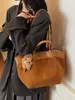 Bolso Tote Retro de Gamuza de Gran Capacidad para Mujer, Bolso de Mano de Moda Estilo Coreano de Nicho, Bolso Cubo Versátil para Hombro