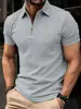 Camisa polo esportiva de manga curta masculina, estilo ins europeu e americano, transfronteiriça, venda rápida de verão 2026 Amazon, com zíper