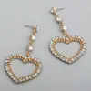 Moda transfronteriza europea y americana, nuevos pendientes personalizados dulces de amor largo de aleación incrustados con diamantes de colores, pendientes elegantes
