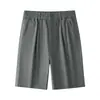Pantalones cortos de algodón puro para hombre de 300 g, pantalones de verano business casual, pantalones de vestir de corte holgado, pantalones cortos de cinco puntos, pantalones finos de verano para hombre