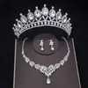 Acessório de Cabeça para Noiva Europeia e Americana Conjunto de Três Peças com Strass Coroa de Princesa de Luxo para Aniversário Coroa de Liga Metálica Gota d'Água