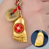 Chaveiro de pé de zodíaco em cobre imitação cinco imperadores dinheiro contentamento doze zodíacos pingente de chave de carro cênico venda quente