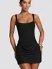 Ropa Nueva para Mujer de Amazon 2026 Vestido Bodycon Sexy de Estilo Francés sin Mangas con Cuello Cuadrado y Cinturón Corto