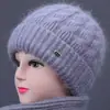 Invierno Nuevo Estilo Sombrero de Lana para Mujer Sombrero para Personas de Mediana Edad y Mayores Cálido Plus Terciopelo Engrosado Sombrero de Punto Estilo Mamá Impermeable de Algodón