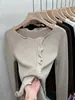 Más de 200,000 Piezas Vendidas. Suéter con Diseño Elegante de Borde Fruncido, Camisa Base de Punto para Mujer, Negro, Talla Única