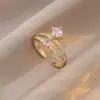 Anillo para Mujer Moda Coreana y Japonesa Temperamento Lazo Transfronterizo Ins Anillo de Zirconia Nicho Anillo Abierto Accesorios de Joyería
