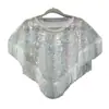 Camisa Chal de Malla con Lentejuelas de Nuevo Estilo para Verano, Elegante Cubre-traje Delgado con Borlas, Top tipo Capa Talla Grande, Protección Solar