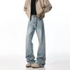 Jeans Machete Vintage Estilo Americano para Hombre Primavera High Street Cachorros Guapo Pantalones Casuales Rectos Marca de Moda Pantalones Sueltos de Pierna Ancha