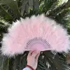 Abanico de plumas actuación de danza cheongsam pasarela abanico Hanfu accesorios de fotografía abanico estilo antiguo puesto de baile abanico plegable peludo