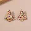 Europa e Estados Unidos transfronteiriça nova simples personalidade moda série de Natal liga cor árvore de Natal com brincos de diamante coloridos para mulheres