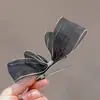 Pinza para el pelo con lazo de hilo de nieve negro de encaje importada de Corea del Sur, tocado para mujer, celebridad de Internet, pinza de pico de pato, pinza lateral para flequillo lateral