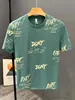 Camisa Masculina de Manga Curta Verão Fina Estampada com Letras Manga Meia Juventude Marca Tendência Meio Cortada Masculina Casual e Versátil