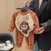 Ropa de casa de forro polar de coral para otoño e invierno para niños, conjunto de pijama de franela engrosada para niñas, traje cálido coreano para niños