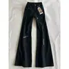 Jeans acampanados negros de nicho con múltiples bolsillos y cremallera para primavera y otoño para mujer, pantalones de trabajo americanos de alta gama ajustados