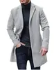 Nuevo Abrigo de Lana para Hombre para Comercio Exterior, Estilo Coreano, Color Sólido, Casual, Longitud Media, Gabardina de un Solo Botón