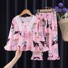 Pijamas para niños, pantalones de manga larga, primavera y otoño, dibujos animados, dulces niñas, bebés, niños medianos y grandes, traje de aire acondicionado para el hogar.