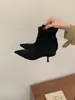 2026 Nuevas Botas Cortas Adelgazantes Simples de Otoño Punta Fina Tacón de Aguja Moda Cómodas para Viajar Cremallera Trasera Botas Cortas Mujer
