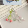 Llavero de Fresas Frescas Estilo Bosque con Lazo de Cristal y Colgante de Perlas, Accesorio Versátil para Bolsos de Niñas y Correas de Teléfono