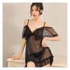 Camisola Sexy de Verão com Babados de Renda e Renda Fina para Mulheres