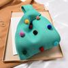 Bolso de mano de punto con bola de pelo de colores bonitos de estilo japonés y coreano, bolso de mano para mujer, bolso de mano a la moda, bolso de muñeca, bolso de regalo de mano