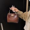 Bolso con Patrón de Piedra 2025 Nueva Moda Bolso de Nicho Bolso de Mano Versátil Elegante Bolso Cruzado de Color Sólido Bolso Cuadrado Pequeño