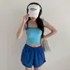 Traje de baño de color contrastante Ins coreano para mujer Bikini dividido Conservador Deseo puro Baño termal Pantalones culotte de cintura alta Traje de baño