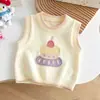 Chaleco de punto estilo lindo para niñas, chaleco suéter de pastel de dibujos animados para bebé para primavera y otoño, chaleco elegante, suave y amigable con la piel