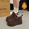 Botas de Nieve del Noreste con Suela Gruesa para Aumentar la Altura de Mujer Estilo Nuevo 2025 Invierno Con Felpa Gruesa Botines Cortos tipo Birkenstock Zapatos de Algodón Cálidos Antideslizantes