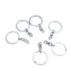 Argola de chaveiro anel abertura plana com corrente DIY ferragens chaveiro Mais corrente acessórios metal galvanoplastia cor dourada níquel