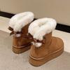 Botas de nieve Birkenstock de algodón, cálidas y de terciopelo, con suela gruesa y lazo, estilo invierno, talla grande, para mujer.