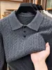 Suéter Casual Clásico de Punto Trenzado para Hombre 2026 Otoño/Invierno Nuevo Estilo Estilo Old Money Cuello Solapa Manga Larga Tejido Grueso Cálido