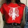 2026 Ropa Europea y Americana para Mujer Camiseta de Manga Corta Estampada con Patrón de Calavera de Murciélago Top para Mujer