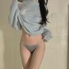 Manzinfen Novo Estilo Francês Óleo-Brilhante Roupa Íntima Roupa Íntima Sexy de Menina com Calcinha de Cetim de Seda Óleo-Brilhante