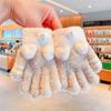 Luvas de Cinco Dedos Infantis, Luvas Quentes de Inverno para Meninos e Meninas, Luvas de Pelúcia Espessadas à Prova de Vento e Anticongelantes Infantis Médias e Grandes Atacado