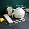 Tigela para Macarrão Instantâneo de Palha de Trigo com Tampa Utensílios de Mesa Tigela para Dormitório de Estudante Conjunto de Hashis, Garfo e Colher Tigela para Macarrão Instantâneo com Tampa