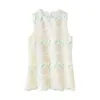 Venta al por Mayor Transfronteriza 2025 Verano Nuevo Moda Europea y Americana Vestido Corto Dulce Ajustado Estampado Floral Sin Mangas para Mujer