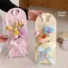 Caja de flores personalizada para el Día del Maestro, tarjeta de flores de mano, materiales de empaque para ramo de una sola rosa, caja de papel para envolver flores, papel de embalaje