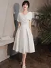Vestido de Noche Francés Blanco con Certificado de Registro para Mujer, Lujo Accesible y Elegante Vestido de Compromiso, Se Puede Usar en Ocasiones Ordinarias