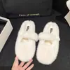 Zapatillas de felpa estilo Mary Jane cerradas de otoño e invierno, nuevas zapatillas peludas de moda para mujer, zapatillas de algodón Birkenstock de suela gruesa para uso en exteriores 2026