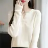 Suéter de punto estilo francés de lujo ligero con cuello semiabierto para mujer, nuevo top base de manga larga de alta gama para otoño e invierno 2026, moderno