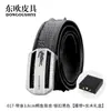 Cinturón de Piel de Hueso de Cocodrilo Nuevo Transfronterizo para Hombre Piel Genuina Hebilla de Placa Casual de Negocios Hebilla de Acero Inoxidable Cinturón para Pantalones Venta al por Mayor