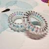 Goma para el pelo de alambre de teléfono iridiscente, transparente, color AB, pulsera deslumbrante, cuerda metálica plateada brillante para el pelo, venta directa de fábrica, alta elasticidad, versátil