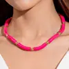 Moda Cruzada Europeia e Americana Colorido Pulseira de Contas de Bambu Colar Acrílico Versátil Conjunto de Joias Dopamina para Mulheres