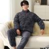 2024 Pijama Nuevo de Otoño e Invierno para Hombre de Tres Capas Acolchado con Forro Polar Grueso Cálido para Invierno Súper Grueso Traje de Ropa para Estar en Casa