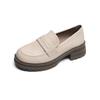 Mocasines de Suela Gruesa para Mujer 2026 Nuevo Primavera Retro Zapatos de Piel Melard Slip-On Tacón Grueso Zapatos de Suela Blanda para Mujer