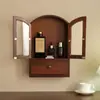 Armário de Armazenamento de Mesa Prateleira de Armazenamento Armazenamento de Cosméticos Pequeno Armário de Madeira Porta de Vidro Assado Armazenamento de Diversos de Mesa